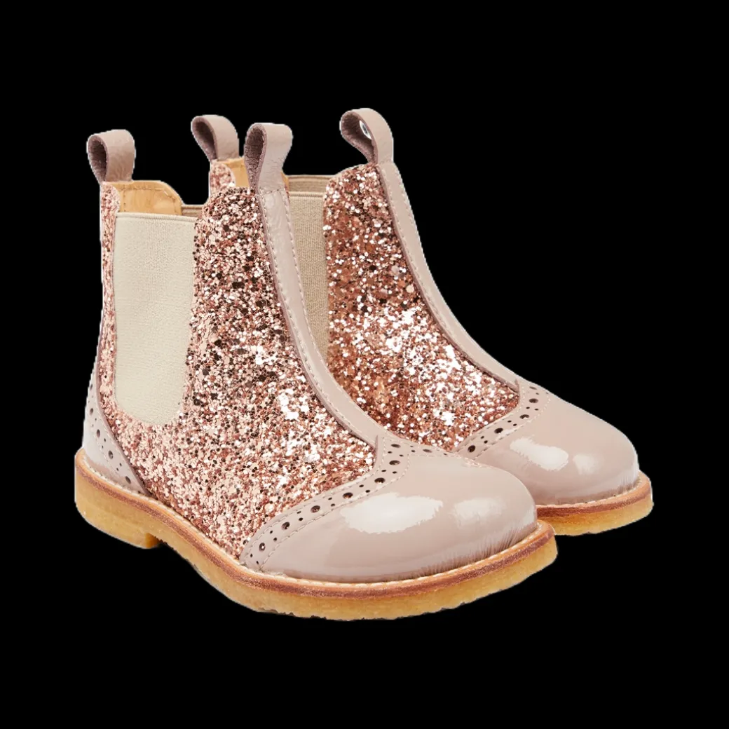 Chelsea Støvle Med Glitter Og Brogues Detaljer