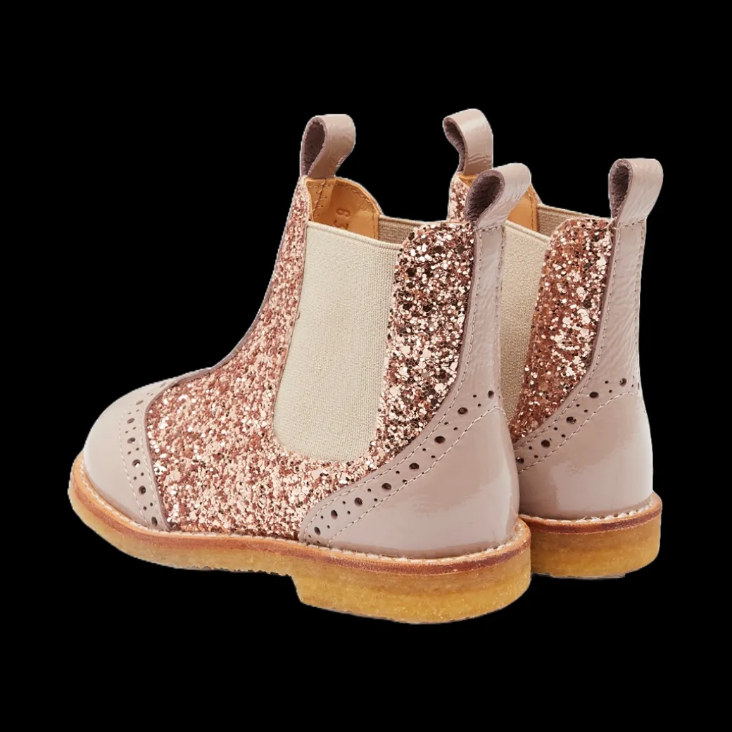 Chelsea Støvle Med Glitter Og Brogues Detaljer