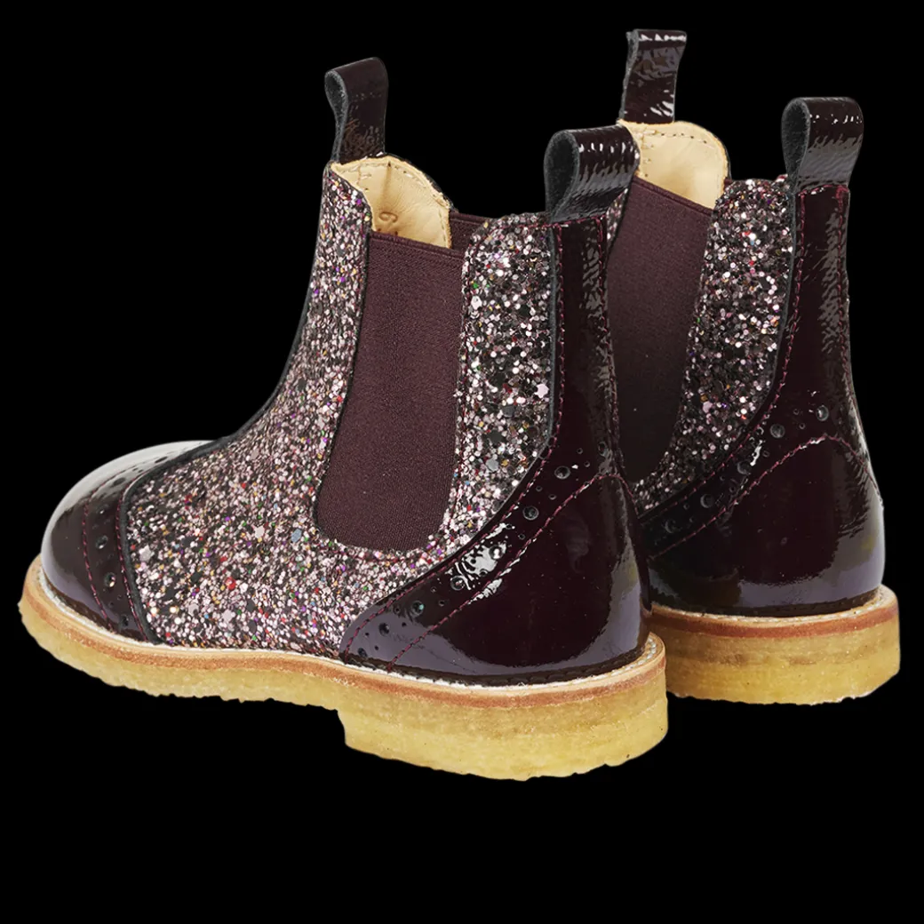 Chelsea Støvle Med Glitter Og Brogues Detaljer
