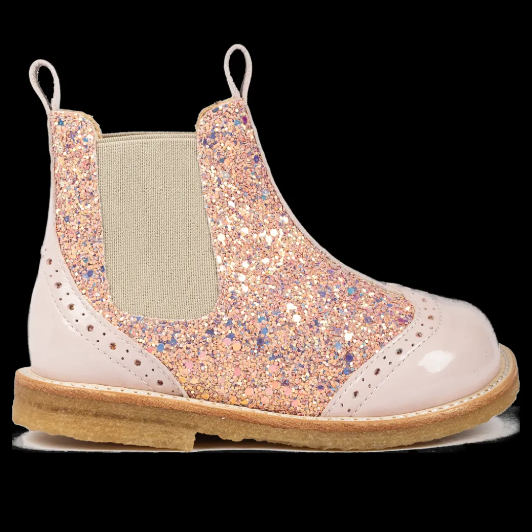Chelsea Støvle Med Glitter Og Brogues Detaljer