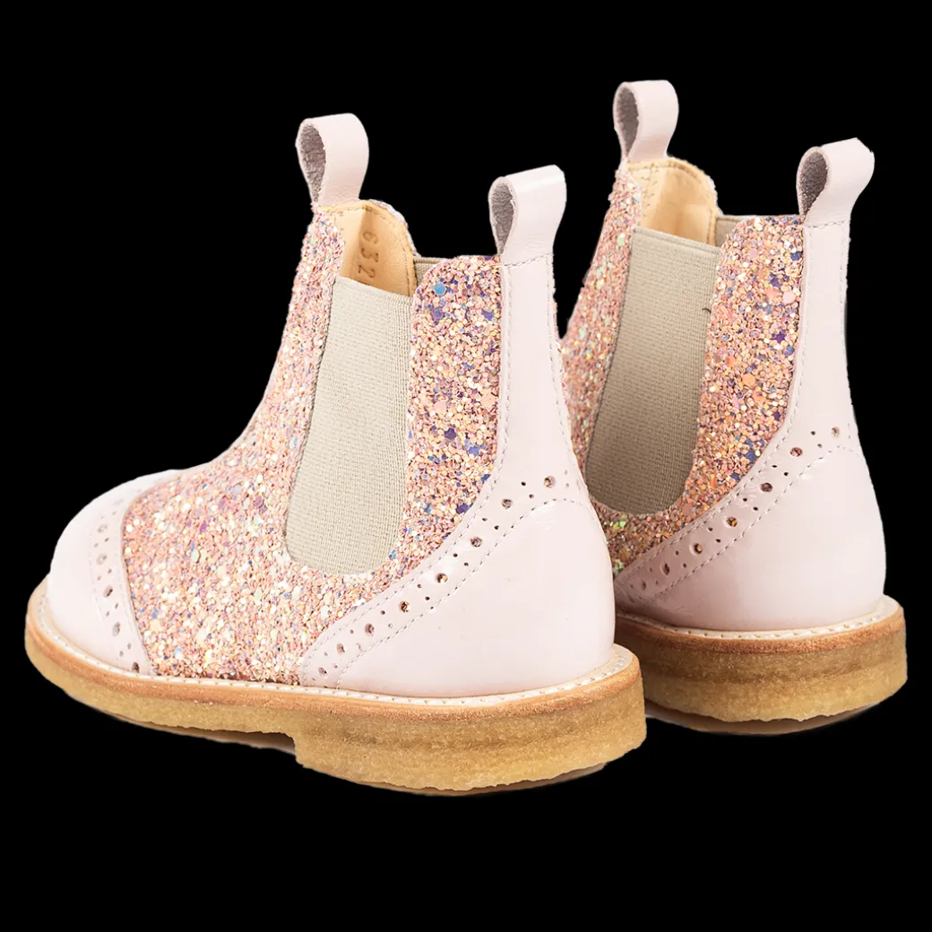 Chelsea Støvle Med Glitter Og Brogues Detaljer