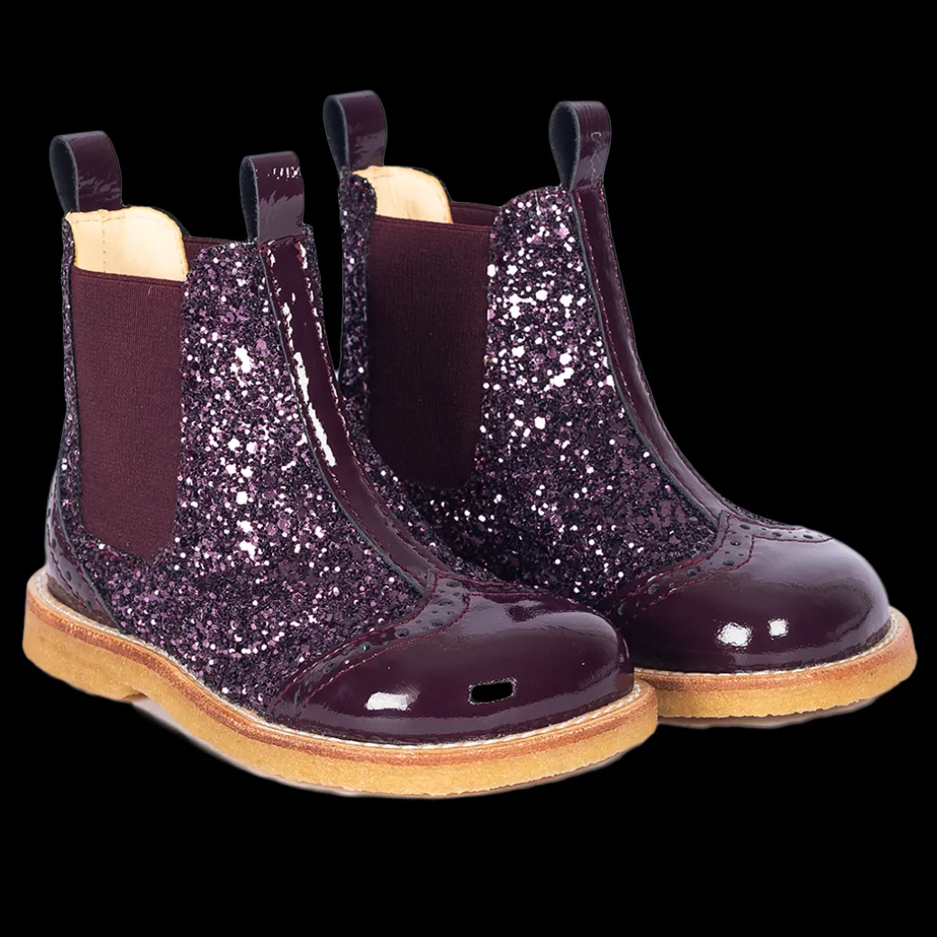 Chelsea Støvle Med Glitter Og Brogues Detaljer
