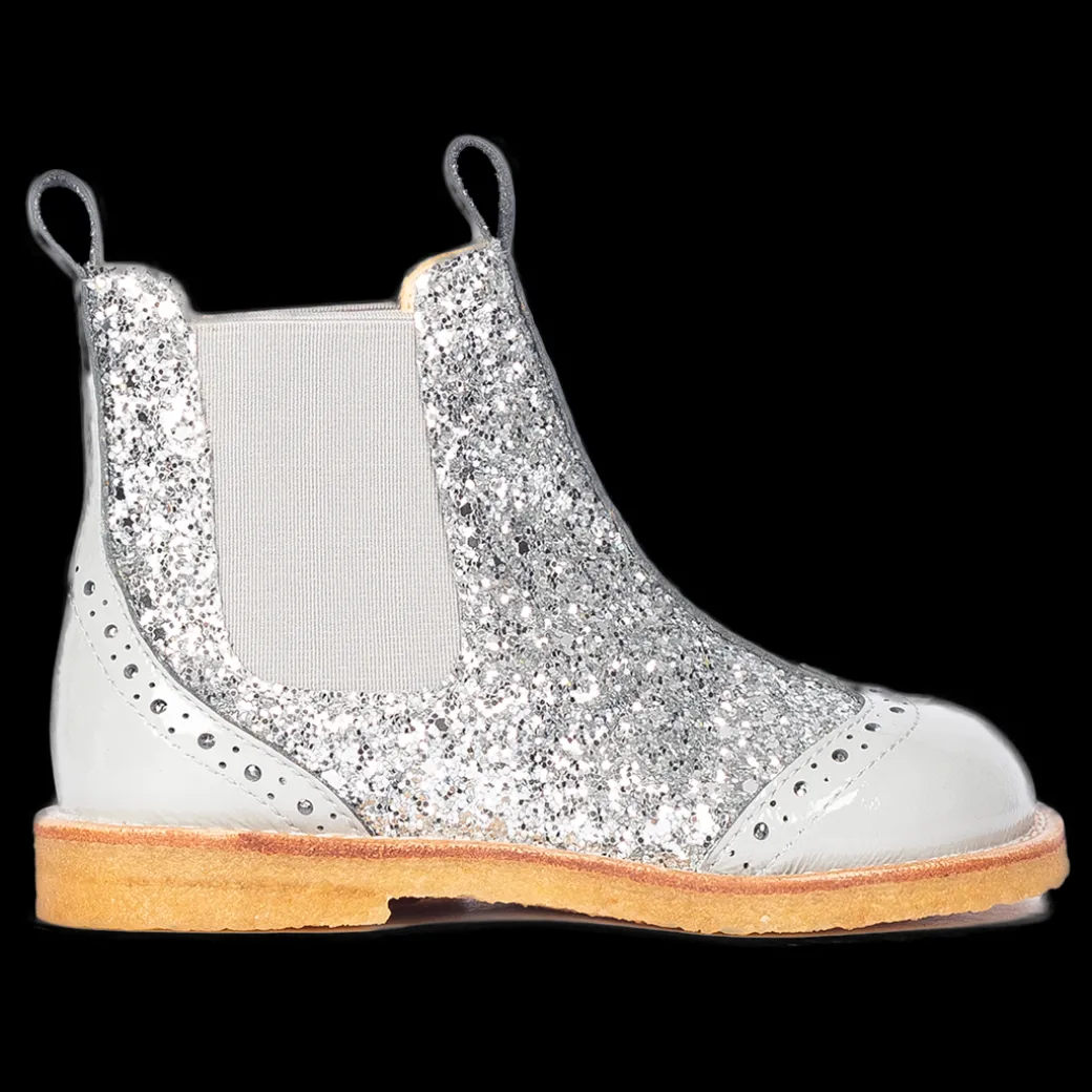 Chelsea Støvle Med Glitter Og Brogues Detaljer