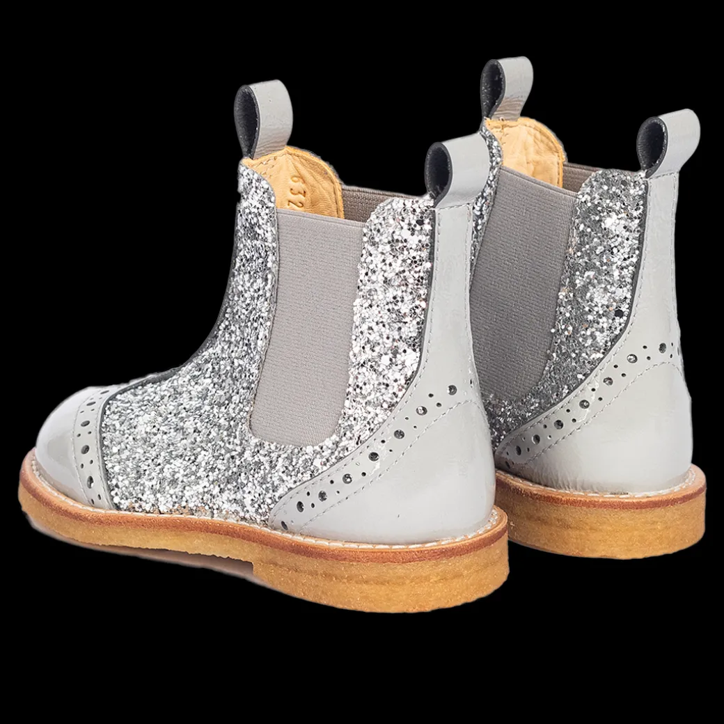 Chelsea Støvle Med Glitter Og Brogues Detaljer