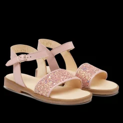 Glittersandal Med åben Tå Og Spændelukning