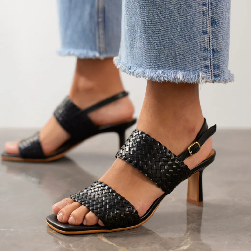 Håndflettet Sandal Med Hæl