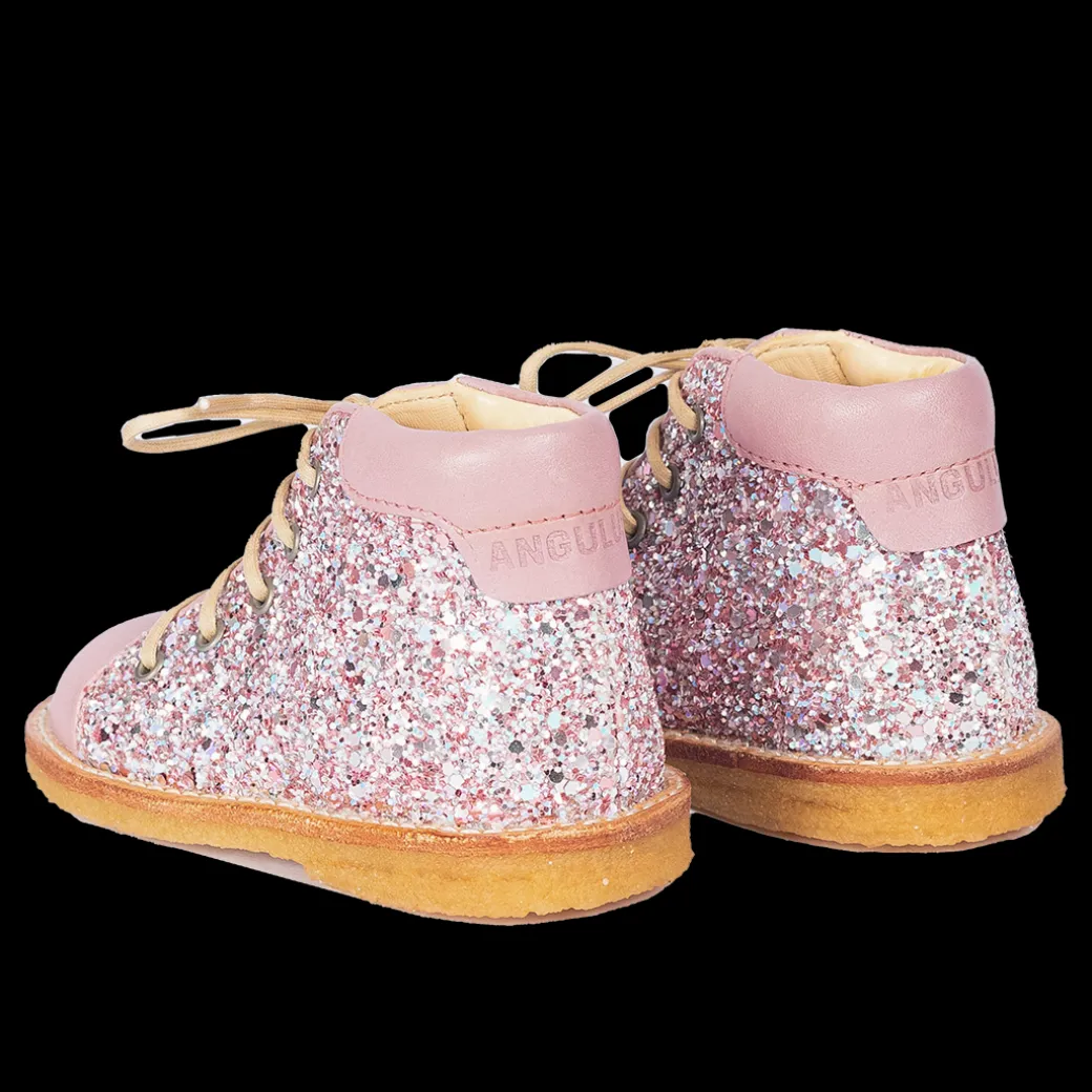 Klassisk Begynder Snøresko Med Funklende Glitter