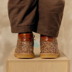 Klassisk Begynder Snøresko Med Funklende Glitter