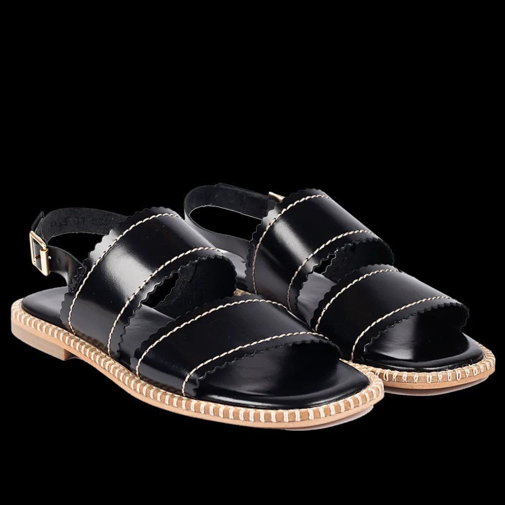Lædersandal Med Bølge Kanter