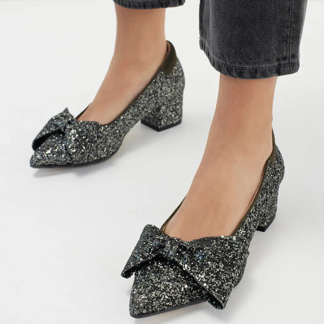 Sløjfe Pump I Funklende Glitter