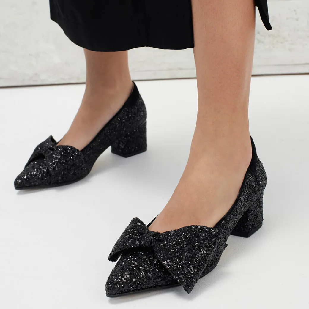 Sløjfe Pump I Funklende Glitter