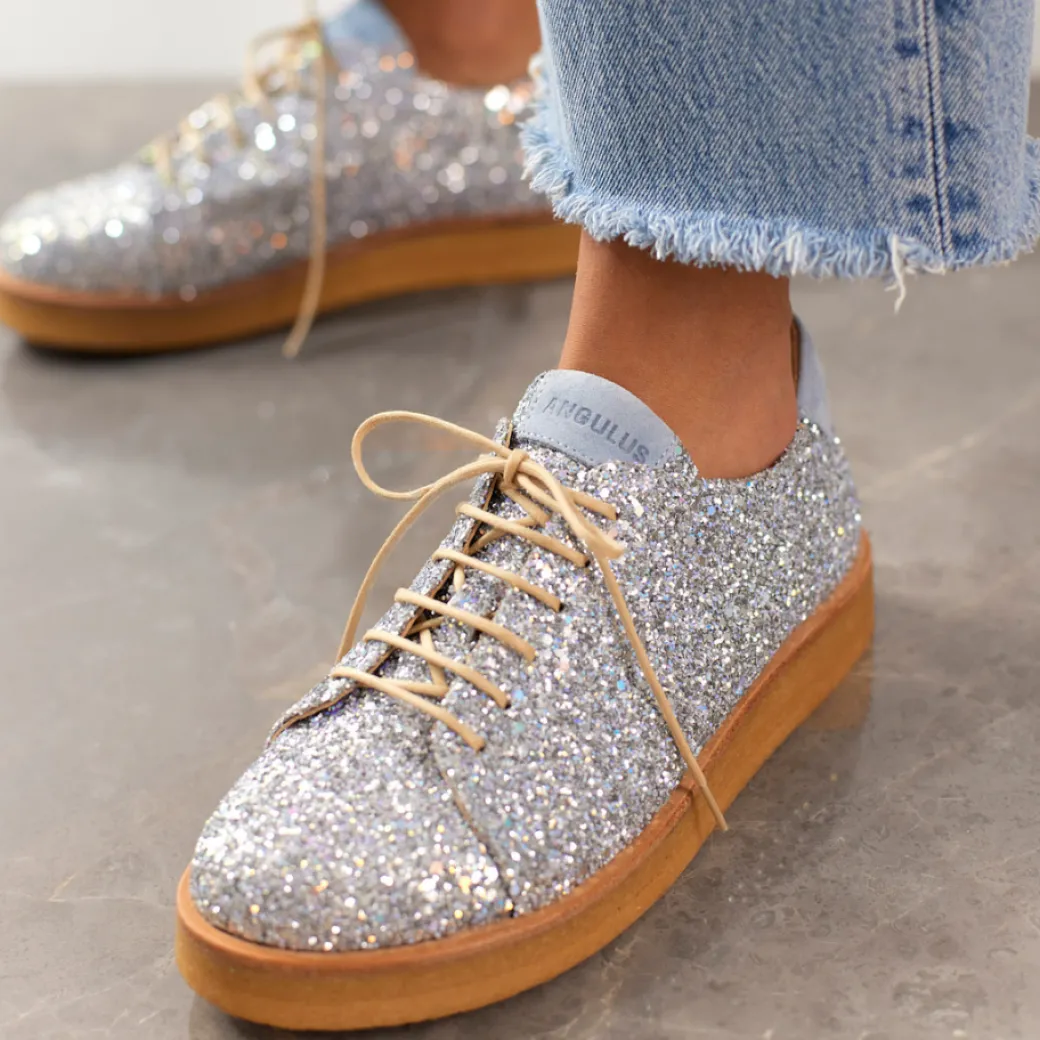 Sneaker I Glitter På Plateausål