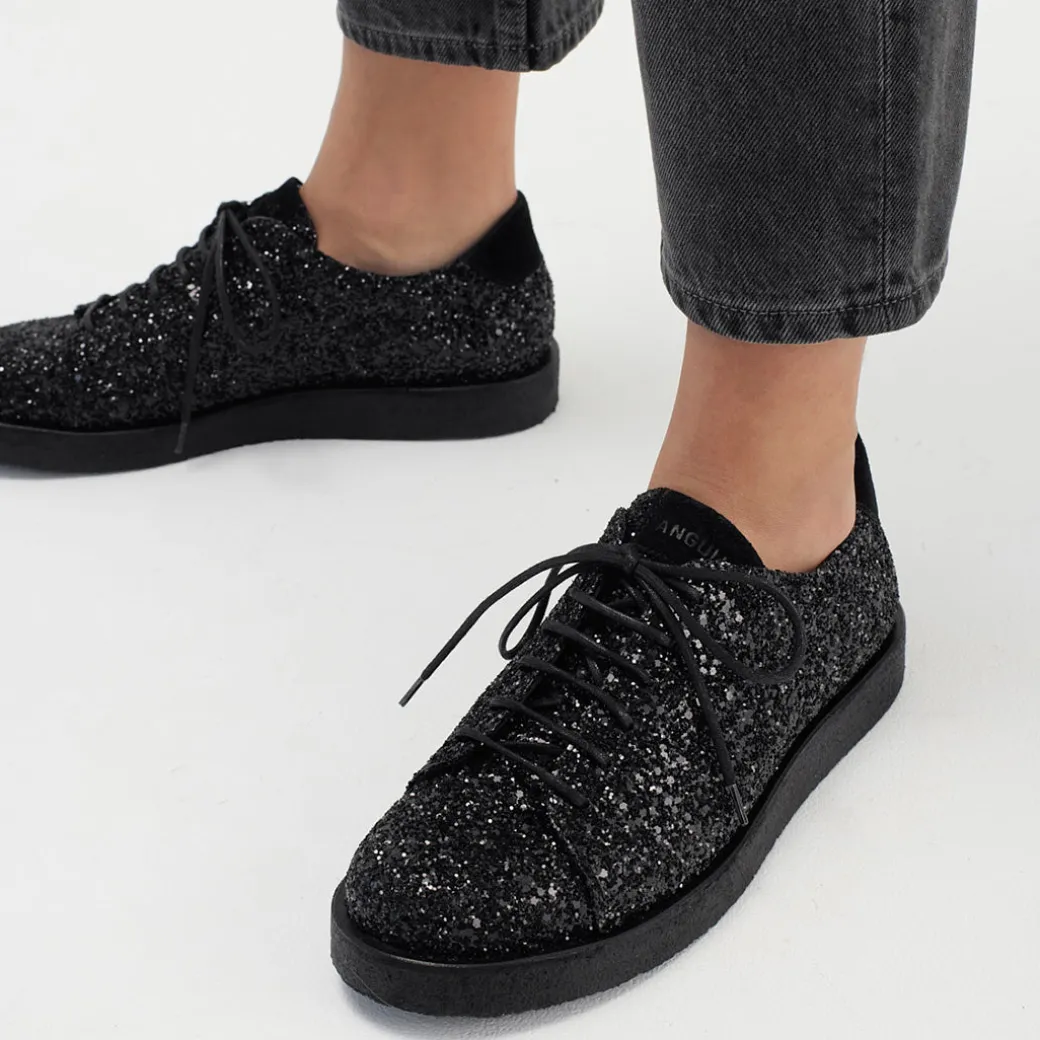 Sneaker I Glitter På Plateausål